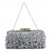 Evening Bag -  Ruffled - Silver - BG-7447SV